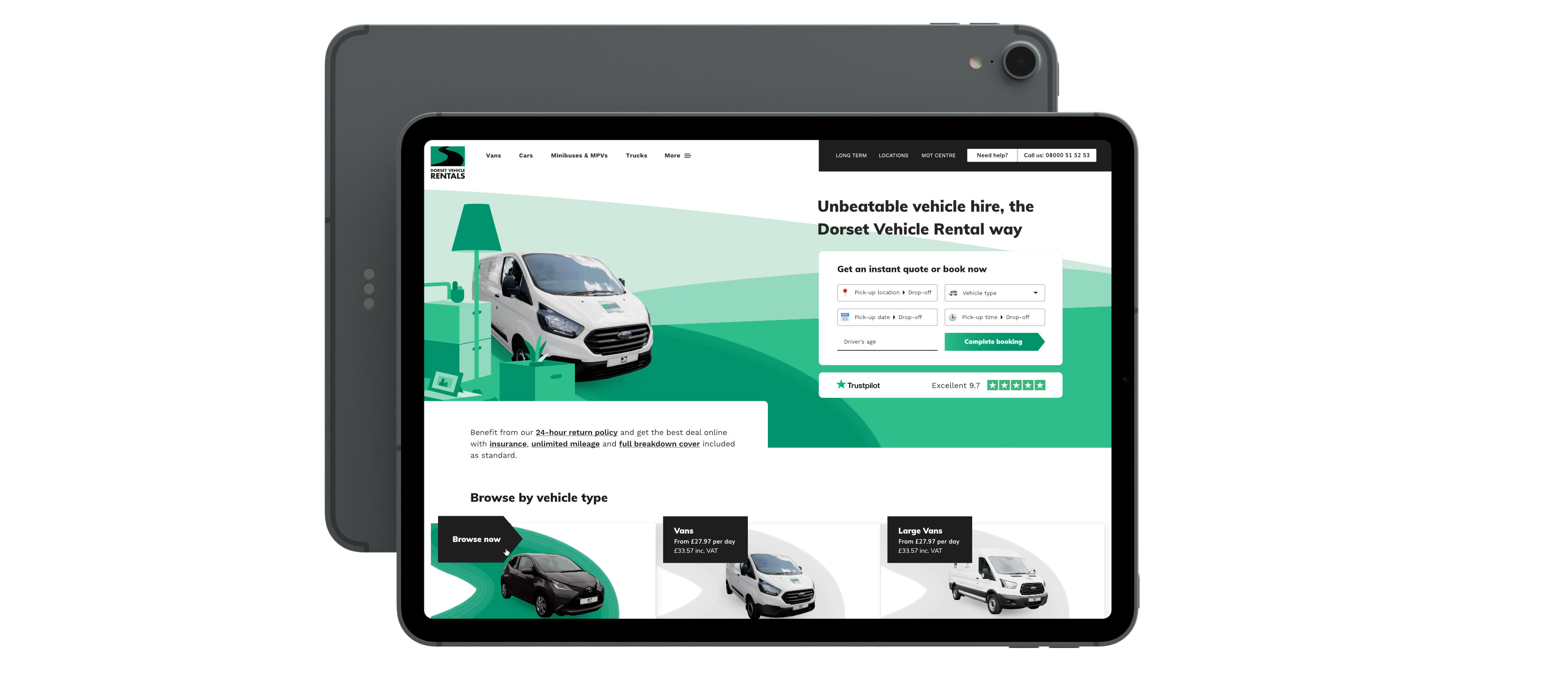 Dorset Vehicle Rentals homepage banner