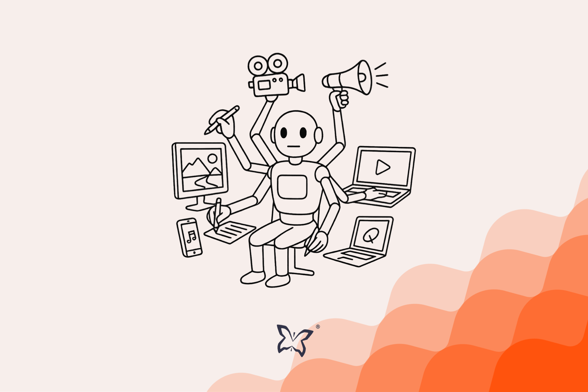 An AI robot doing all manner of creative and digital work. Do businesses need Digital and Creative agencies in the era of AI?