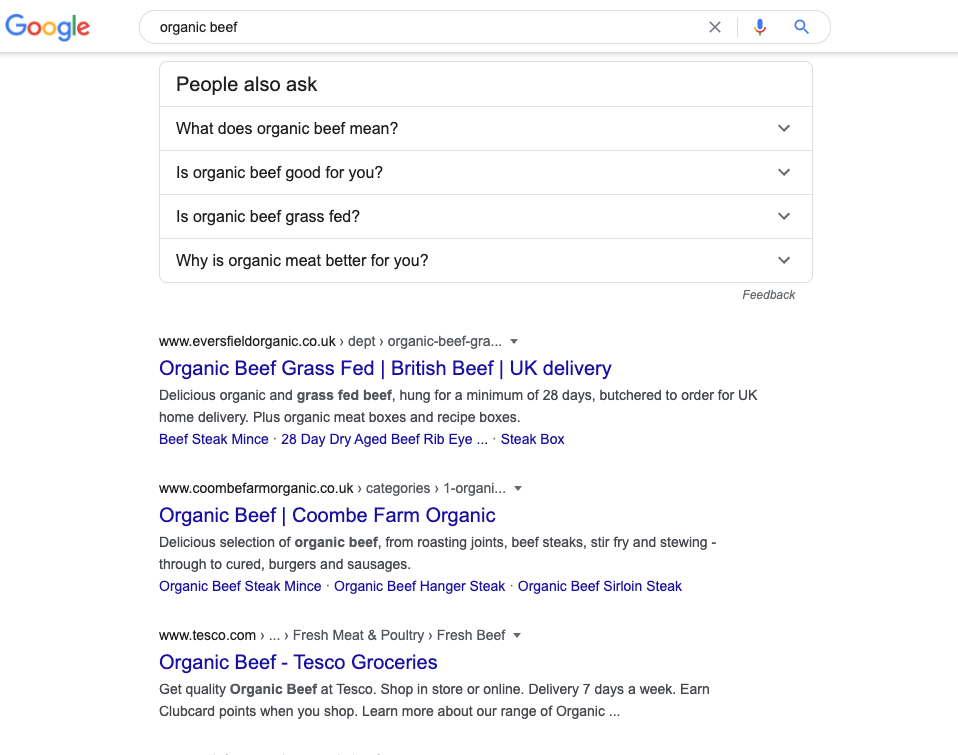 Google search results example