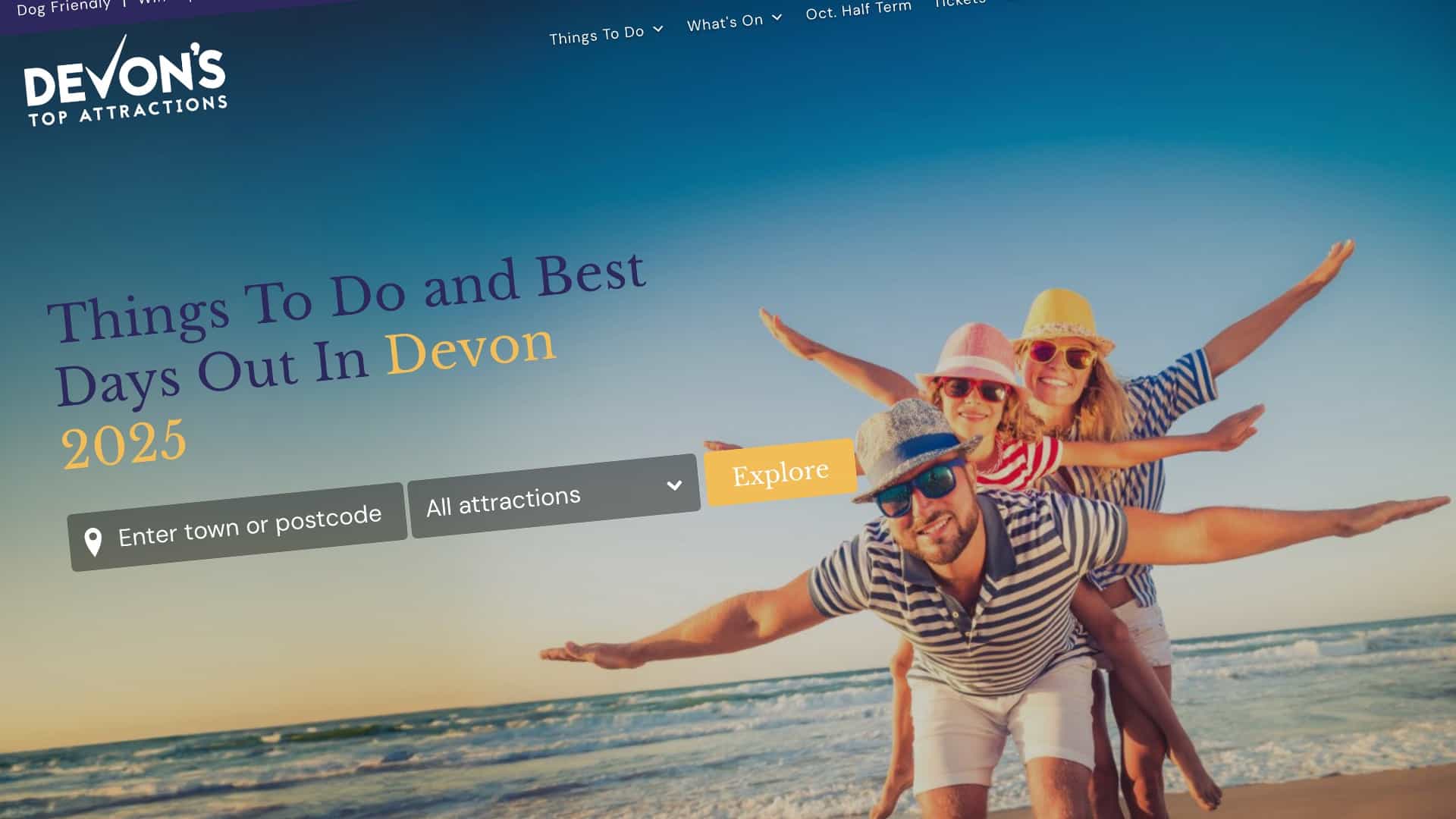 Devon's Top Attractions Website Homepage