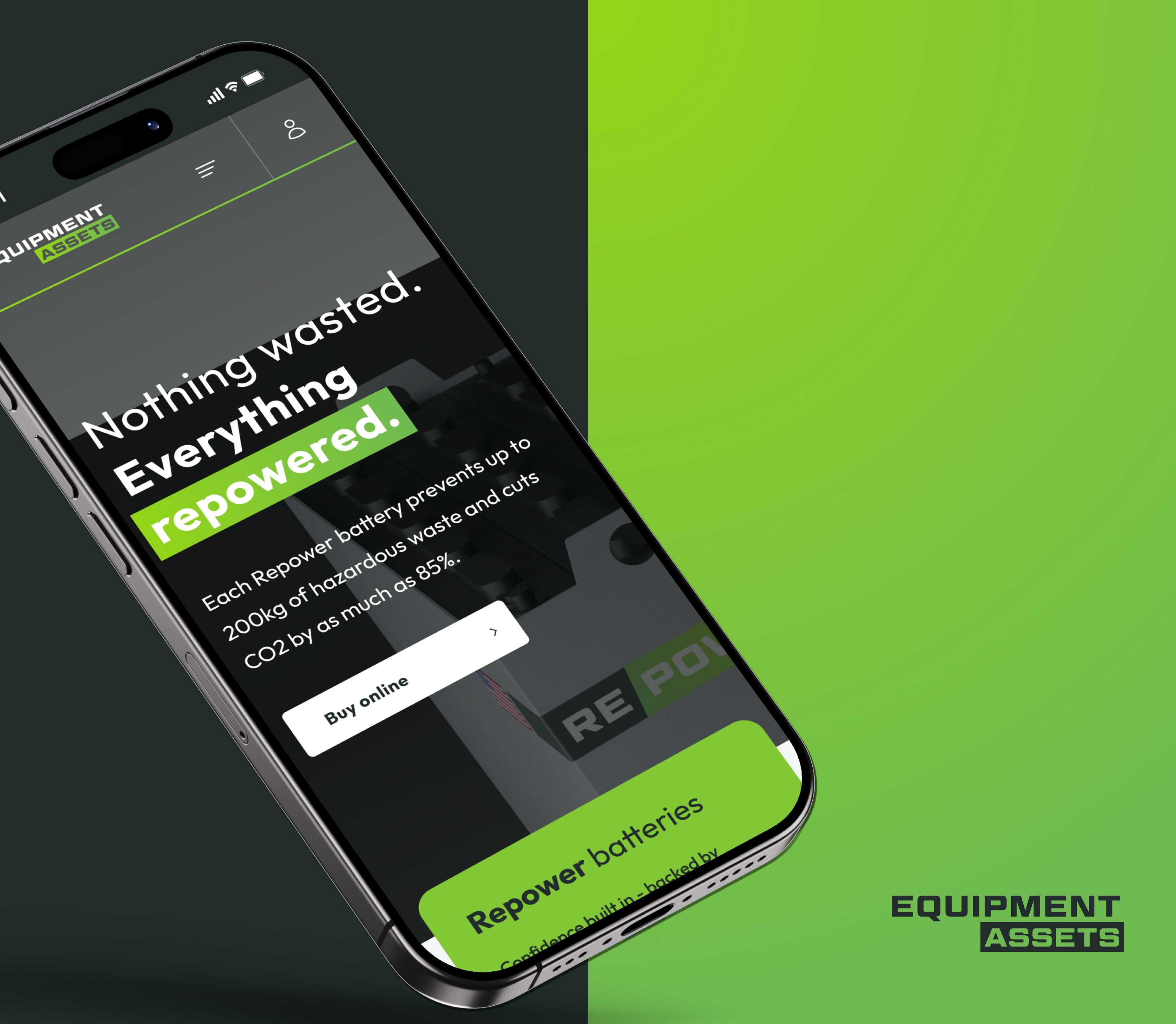 Equipment Assets mobile website mockup from a morphsites web development project