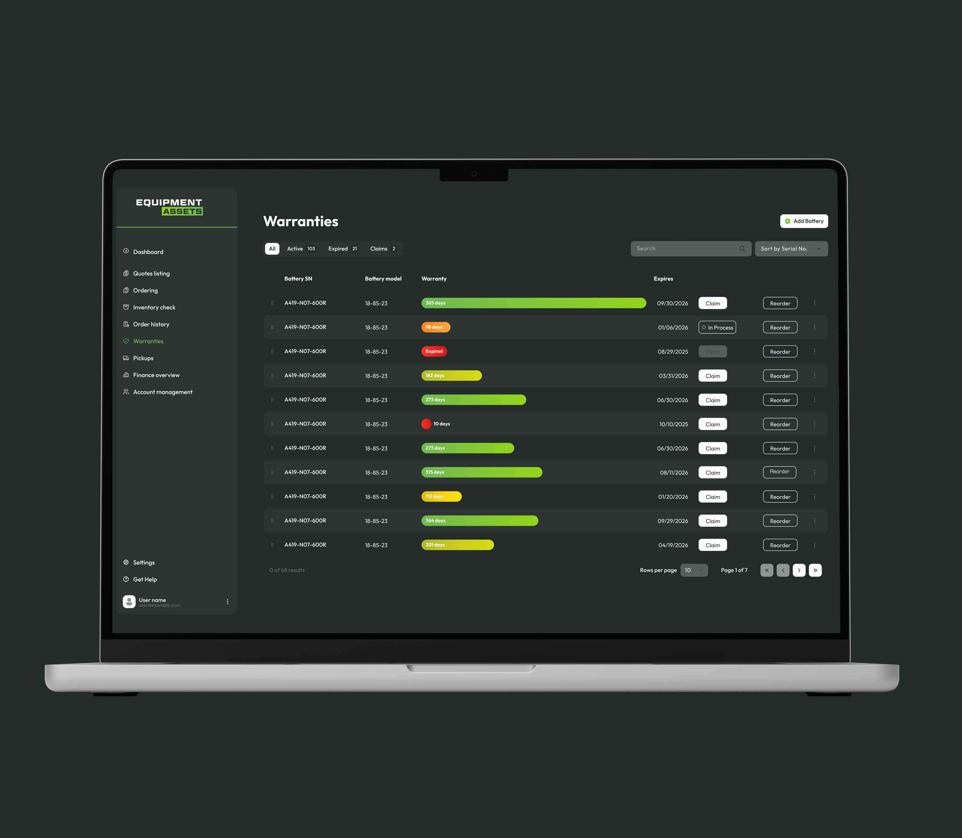Equipment Assets custom web application project by morphsites