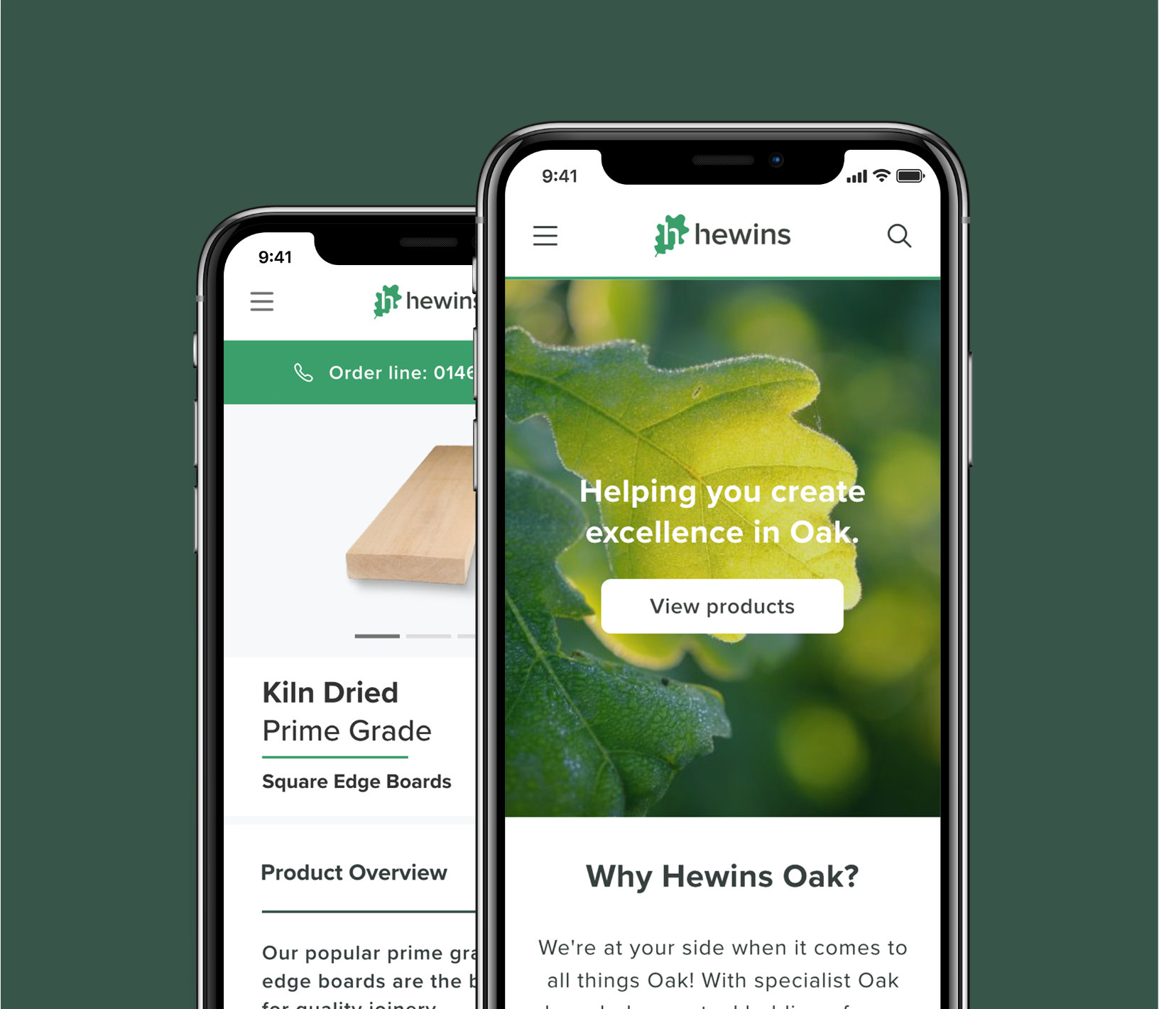 Hewins oak website mobile