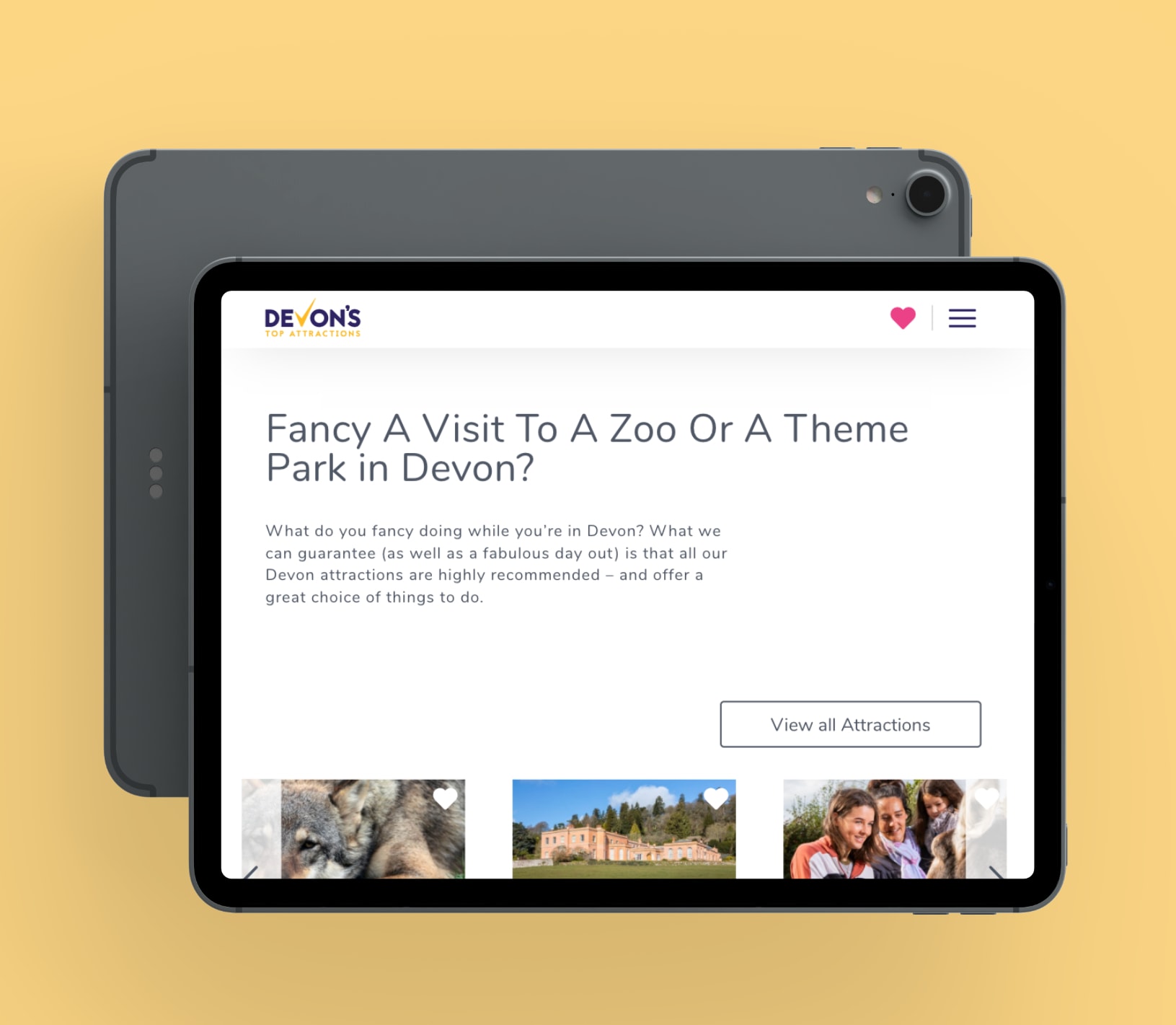 Devons top attractions tablet website
