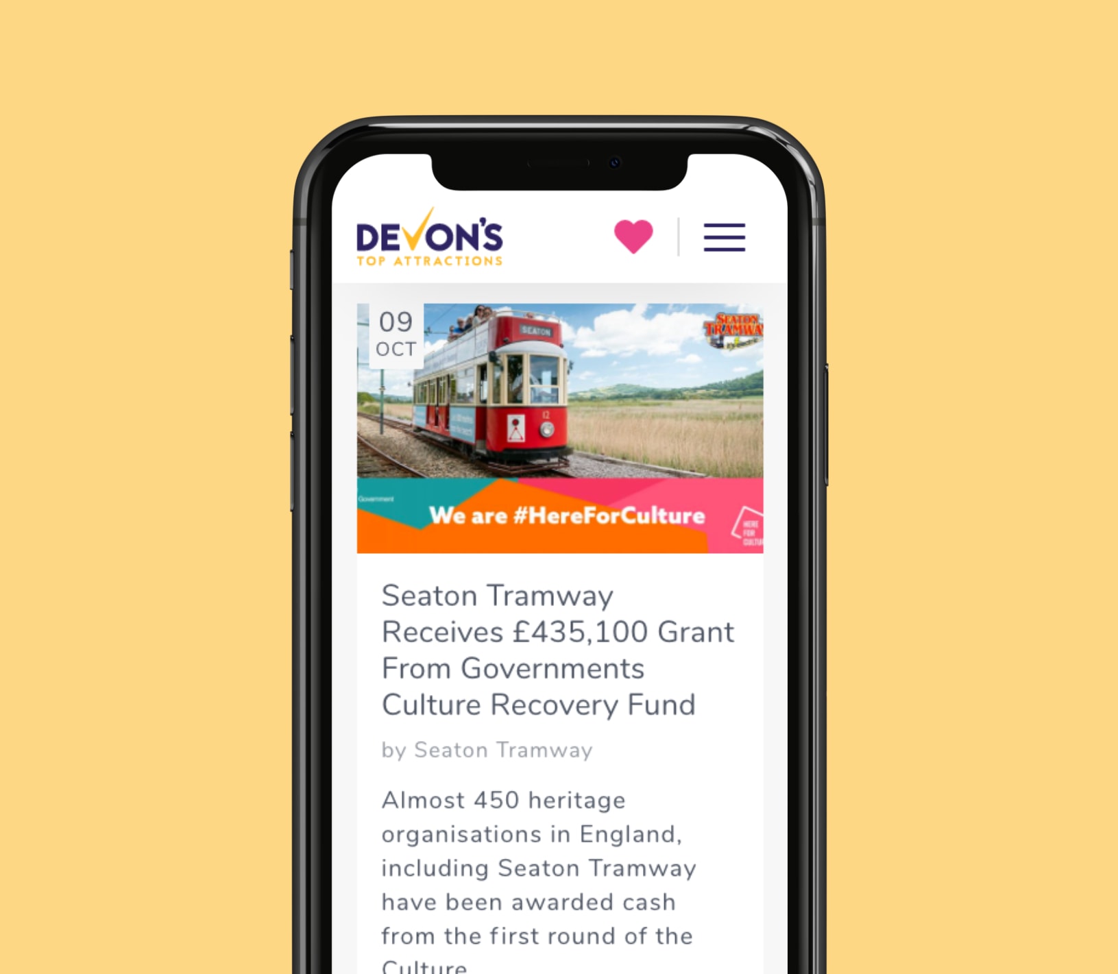 Devon's top attractions mobile event page