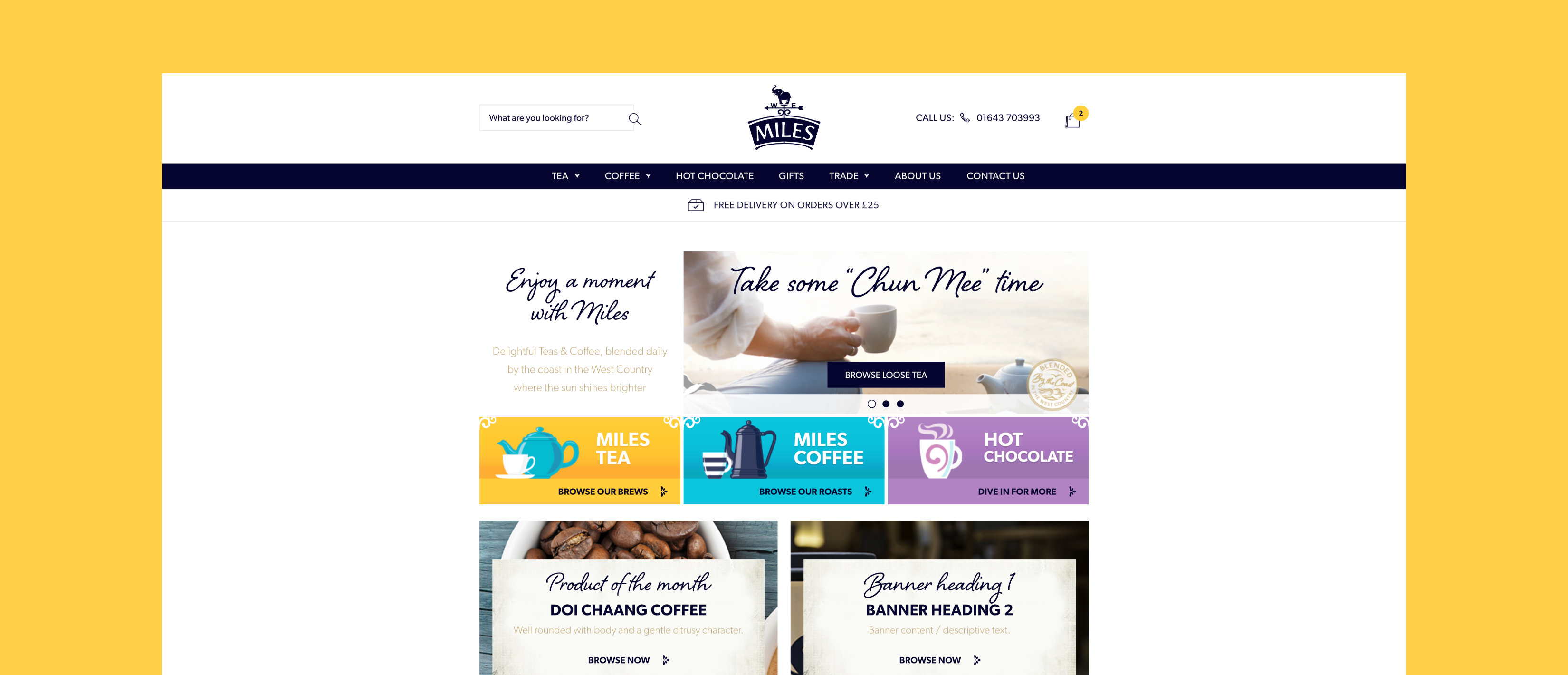 Miles tea desktop website