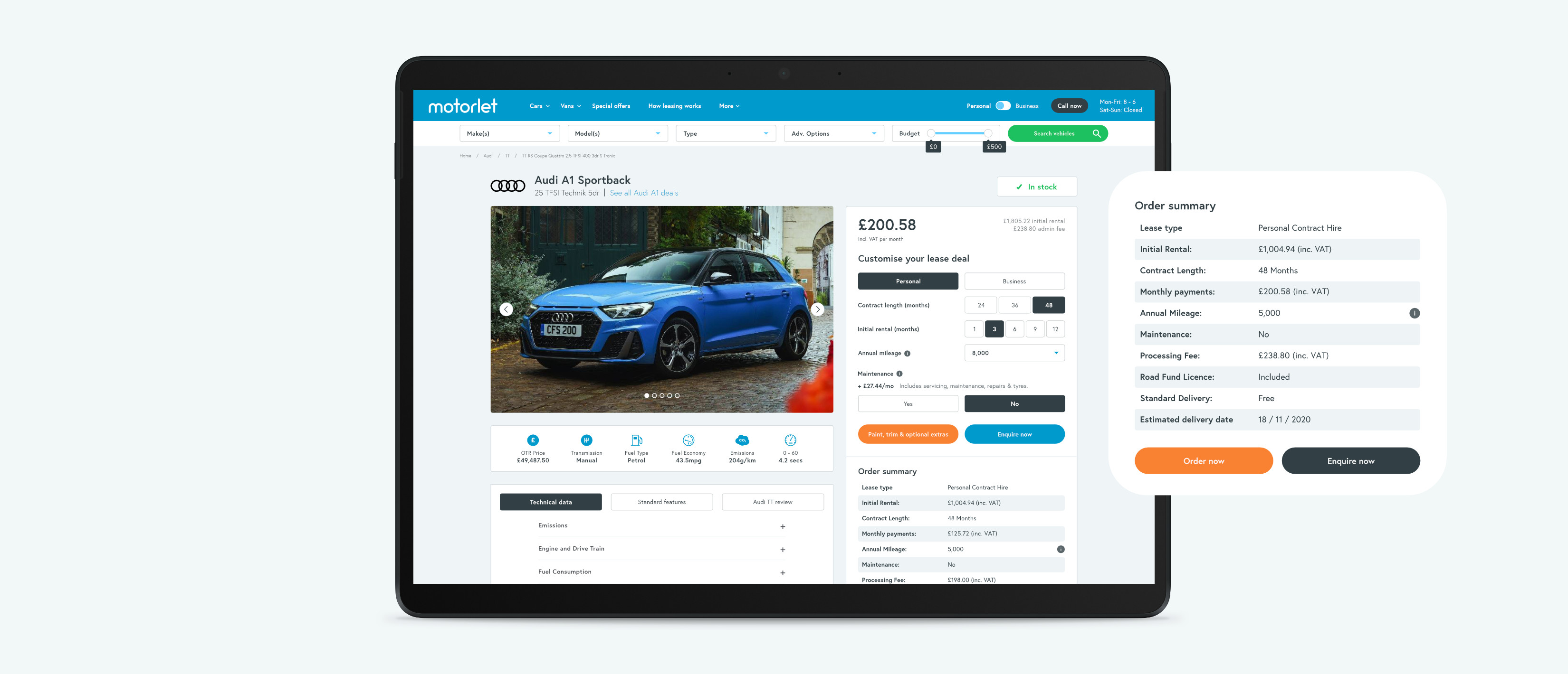 Motorlet derivative page