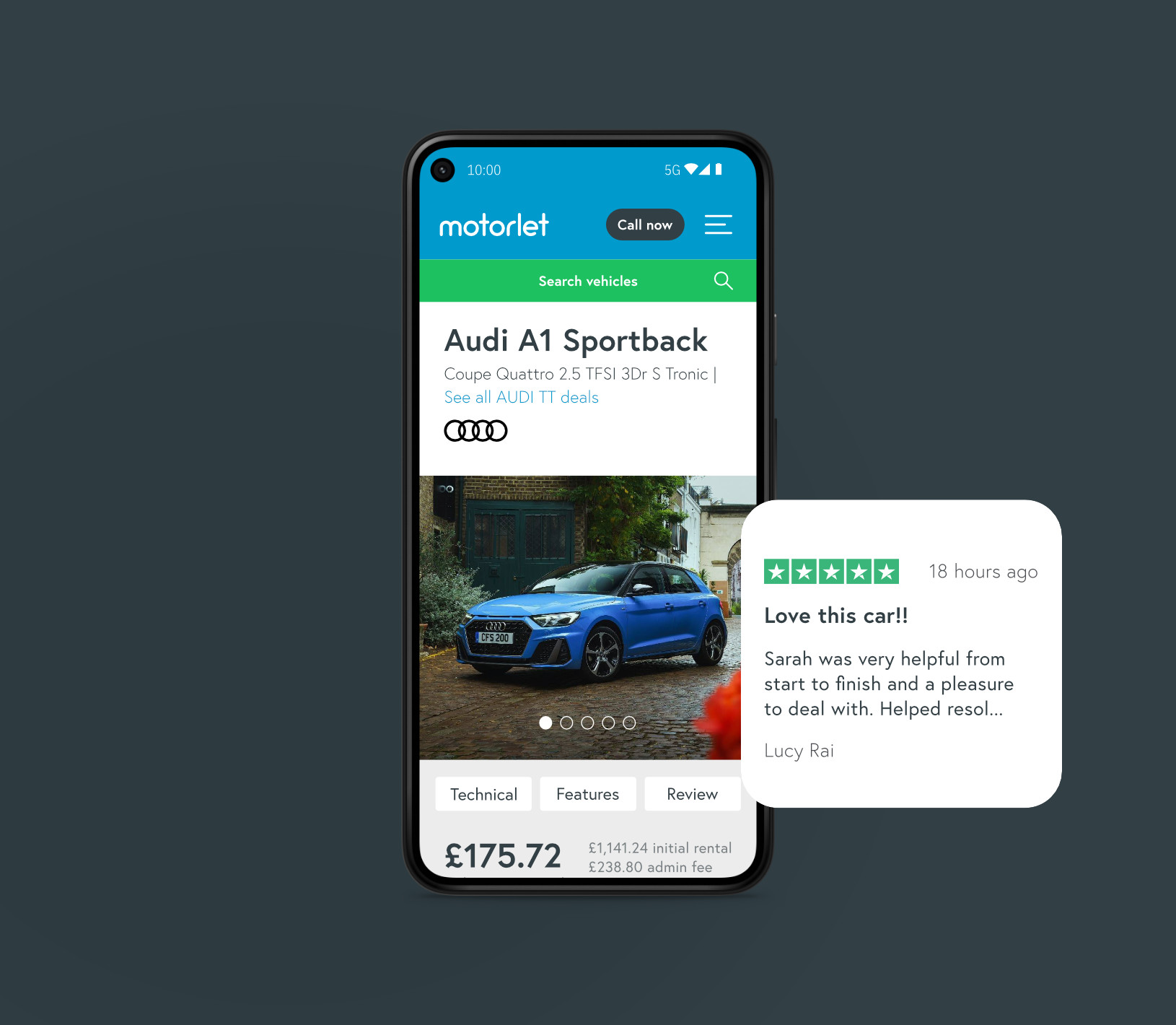 Motorlet derivative page mobile