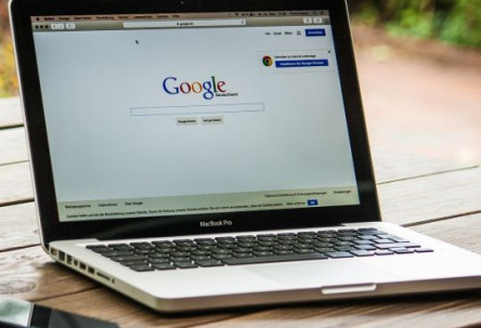 laptop showing Google homepage