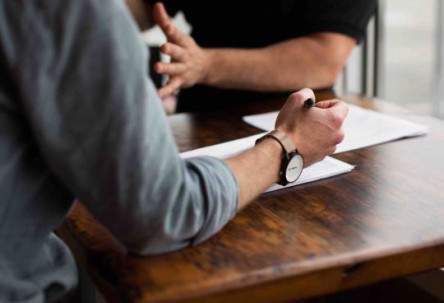 Person looking at documents